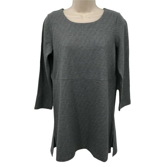 J. Jill Tops - J. Jill Womens 3/4 Sleeve Round Neck Dark Gray Ponte Tunic Jersey Top Size XS